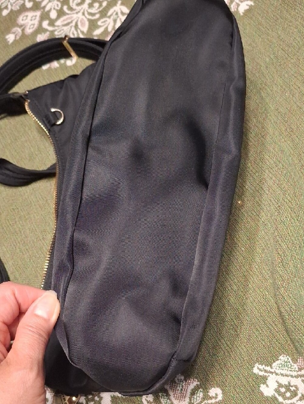 Black Nylon Crossbody Bag with Gold Hardware - Picture 12 of 13